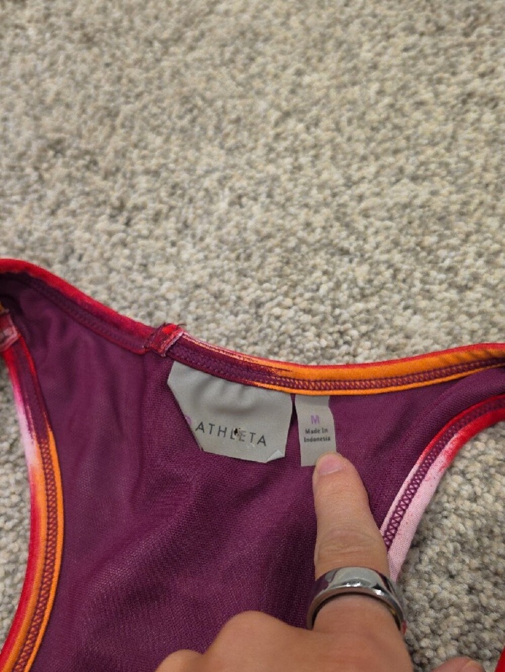 Athleta Red Multicolor Striped Racerback Tank - Picture 2 of 4